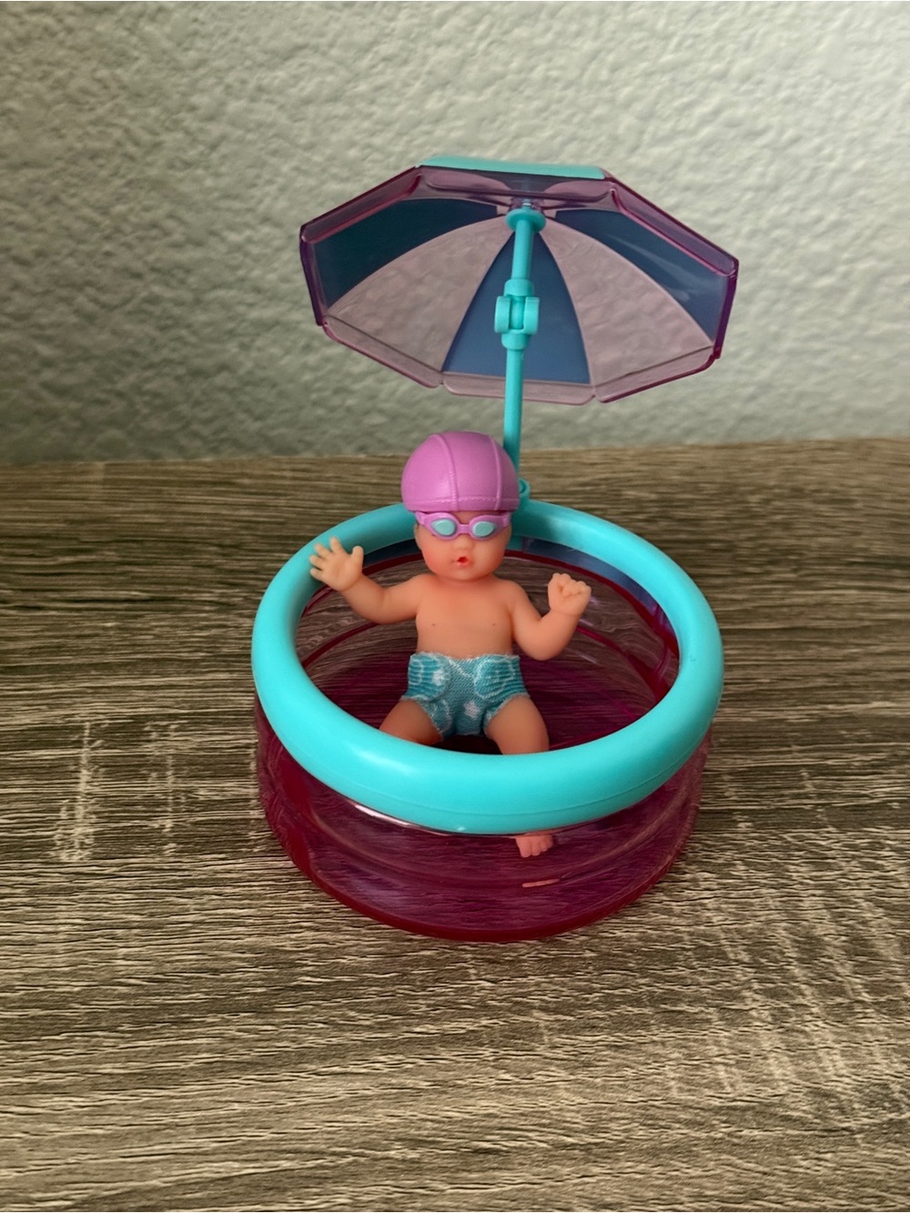 Series 2 My Mini Baby Purple & Teal Pool Baby W/ Goggles and Swim Cap